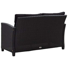 vidaXL Divano da Giardino a 2 Posti con Cuscini Divanetto con Imbottitura Salottino da Esterni Mobili per Patio Nero 124 cm in Polyrattan