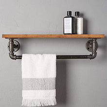AGGF Mensola a Muro, portasciugamani da Parete per Bagno con divisorio in Legno massello, Appendiabiti da Parete Industriale per Montaggio a Parete in Stile Rustico, 120 cm