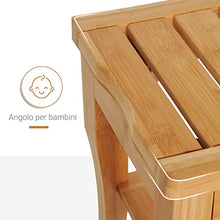 homcom Sgabello da Bagno in Bambù Naturale con Ripiano Portaoggetti per Anziani e Disabili Portata 100kg 47.5x26x44.5cm