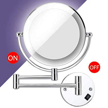 Specchio per Il Trucco a Parete LED Double Sided 1X / 10X Specchio ingranditore da Trucco Girevole Allungabile per Bagno Hotel Alimentato, USB Ricaricabile, Bronzo
