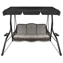 Dondolo di ricambio universale da giardino a 3 posti, rivestimento di ricambio per tetto parasole, tetto (nero, L: 195 x 125 x 15 cm)