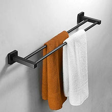 Porta asciugamani con finitura nera doppia ferrovia 50 cm Bagno/Cucina Accessori In Acciaio Inox Portasciugamani Base Quadrato Elegante Stile Antico Leekayer