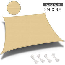TOPLUS Sunnest Life Tenda a Vela Parasole Rettangolare Protezione Raggi UV per Giardino, terrazza, Campeggio (3 * 4 Beige)