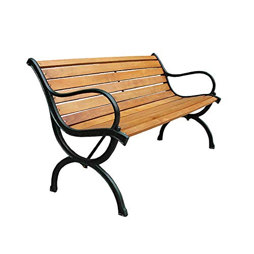 GaoF panchina per Il Tempo Libero Cortile Esterno per Uso Domestico, Legno massello anticorrosione e Piede in ghisa, panchina per mobili da Esterno, Adatto per Prato/Balcone/Veranda/Strada