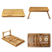 Tavoli da picnic Tavolo pieghevole, Bamboo Pieghevole Laptop Desk Tabella Tabella Tabella regolabile Colazione per la colazione del vassoio del vassoio del vassoio con cassetto che lavora nel letto di