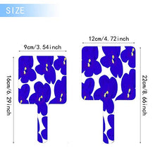 Specchio a mano, blu retrò fiori quadrati palmare specchio con maniglia per trucco casa salone di viaggio uso 9 cm L x 16 cm L
