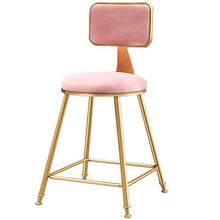 LWW Sgabelli, Bar Sgabelli Chair On-Trend Kitchen And Breakfast Sgabello con Schienale Tessuto in Velluto Rosa Europea Moderna,65 cm,65 cm