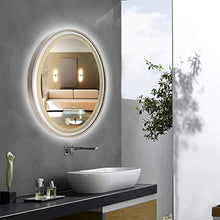 AJH Specchio da Bagno Specchio da Parete Moderno Illuminato a LED con dimmer e luci Funzione antiappannamento a Parete Display della Temperatura del Tempo Specchio di cortesi