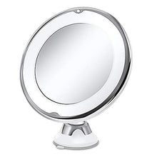 ATopoler - Specchio con ingrandimento 10x, per trucco da viaggio luminoso a LED, con ventosa, rotazione a 360°, specchio cosmetico portatile per bagno