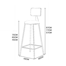 HXSM Sgabelli da Bar in Metallo Sgabelli Alti da Bar Moderni con Schienale Sedie da Cucina Rotondo Sedia da Bar in Stile Industriale Altezza Seduta: 45cm 65cm 75cm 1 Pezzo