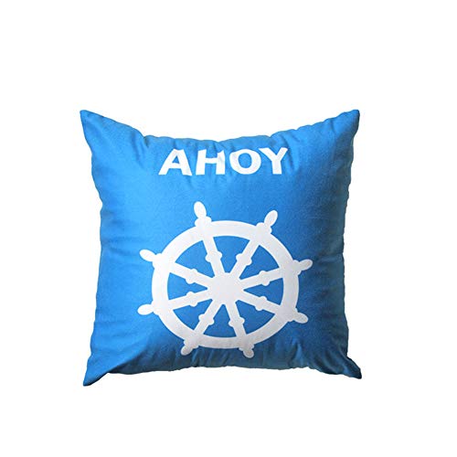 Cartone animato blu e bianco cuscino di tiro decorativo accento quadrato cuscino per coffee shop ufficio divano vita tiro cuscino decorazioni per la casa 18 x 18 pollici,5#