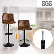 DICTAC Sgabello da Bar Girevole Regolabile Sgabello da Bar Set 2 Sgabello da Bar Marrone Cucina Industriale Sedie da Bar per Colazione con Schienale Sgabello da Bar Rotante retrò (C)