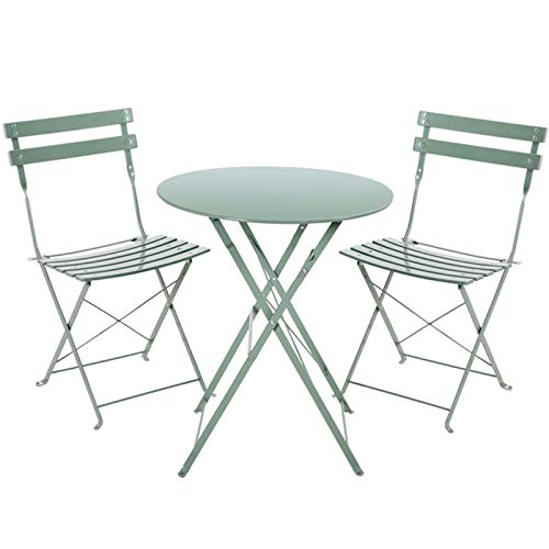 Mobili da giardino in ferro battuto,tavolo da giardino e sedie Mobili da giardino,sedie da tavolo pieghevoli,1 tavolo e 2 sedie per giardino Camping all'aperto Balcony Cafe Set di 3