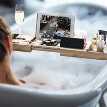 Bamboo Over Bath Bridge Vasca Caddy Tray Legno Vasca Bagno Scaffale Mensola Bagno Portasapone Pietra Pomice Bicchiere Portavivande Home Spa Esperienza Adatta alla Maggior Parte Dimensioni Vasca