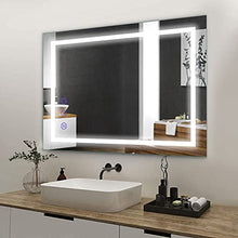 Bonade - Specchio da bagno a LED, senza appannamento, 50 x 70 cm, con illuminazione dimmerabile, LED con interruttore touch, IP65 e 3000 lm, bianco caldo/naturale/bianco freddo (3500-6500 K)