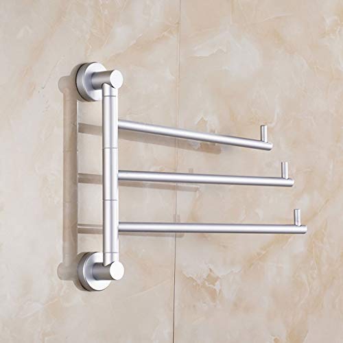 Portasciugamani da Parete, Portasciugamani da bagno girevole in argento con 3 barre lunghe, portasciugamani regolabile in alluminio a parete for lavabo Porta Salviette