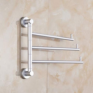 Portasciugamani da Parete, Portasciugamani da bagno girevole in argento con 3 barre lunghe, portasciugamani regolabile in alluminio a parete for lavabo Porta Salviette
