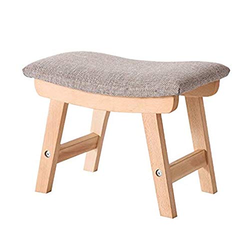 Mobili per la casa e Giardino Panca poggiapiedi Imbottita in Legno Poggiapiedi ottomana retrò con Cuscino in Tessuto di Lino Grigio per Soggiorno Heavy Duty 38x24x29cm