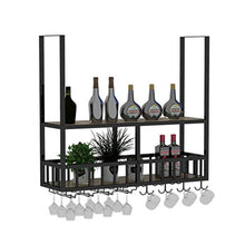 HLL Wine Rack, cucina appeso Wine Rack con supporto di vetro di vino, a parete Bottiglia Industrial Metal Vintage Wine basamento del Governo del vino, per il bar/cucina/casa, Nero,100CM,100CM