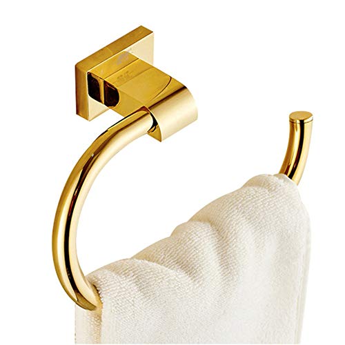 Joeesun Portasciugamani Nuovo arrivo Ottone dorato Resistente a parete Porta asciugamani Asciugamano Appendiabiti Accessori bagno Asciugamano ad anello
