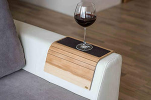 Tavolo da bracciolo per divano, tavolo per divano, vassoio da bracciolo per divano, vassoio sottobicchiere in legno per divano, tavolo da bracciolo personalizzato per divano con tessuto. 2. naturale.