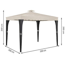 Deuba Gazebo polyrattan 3x3m Doppio Tetto antimacchia Resistente Raggi UV Padiglione Giardino Crema