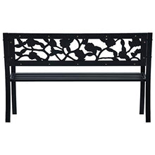 Tidyard Panchina da Giardino 125 cm Nera in Acciaio Panca Posteriore Fantasia 125 x 53 x 77 cm Nero