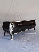 Rokoko - Cassettiera in stile antico Louises, stile barocco, colore: nero con argento n. 26, larghezza 125 cm