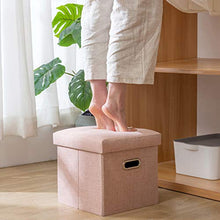 Tessuto Di Lino Pieghevole Contenitore Pouf Contenitore,imbottita Poggiapiedi Pouf Imbottito Sedia Sgabello,piccolo Contenitore Giocattolo Casella Per La Camera Da Letto Del Soggiorno Rosa 31x31x31cm