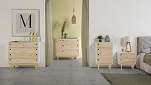 VS Venta-stock Cassettiera Roma 1 Porta e 3 Cassetti in Bianco, Gambe e Frontali in Legno Naturale