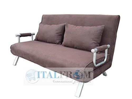 ITALFROM Divano Letto Sofa Bed Marrone Divani 153x69x82h Divanetti Divano Letto 2 Piazze cod. 4033 - Arredi Casa
