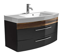 Posseik - Lavabo Rima in Legno, Antracite/Noce, 100 x 50 x 57 cm