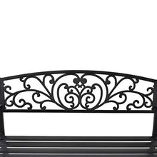 Cikonielf Panchina da Giardino Esterno per 2 Persone,Telaio in Acciaio + Schienale in ghisa, 127 x 60 x 85 cm