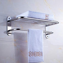 TankMR Mensola da bagno con doppio portasciugamani da parete in acciaio inox antiruggine con supporto da parete grigio