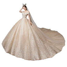 FTFTO Accessori per la casa Stylish Simplicity 2019 New Elegant Champagne Bride Dress Mesh Mesh Backless Trailing Tracing Shoulder Dress Large