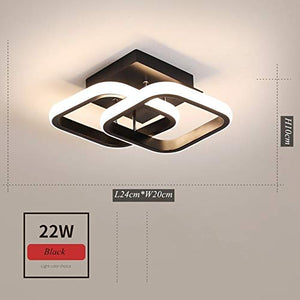 Osairous Plafoniera a LED, Lampada da soffitto moderna 22W, Lampadario nero acrilico a 2 LED quadrati, plafoniera da incasso per sala da pranzo, cucina studio, luce bianca fredda / 6000K Diametro 24CM