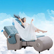 HYYQG Poltrona Letto Singolo,Soggiorno Divano Pigro Poltrona con Schienale Alto Altoparlante Bluetooth MP3 Massaggio A Vibrazione Cuscino da Giardino per Esterni Sedile, Blue