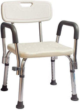 CLJ-LJ - Sgabello da bagno per doccia, sedia da bagno, in alluminio, leggero, con schienale per disabili, cuscinetto bianco, 200 kg, antiscivolo