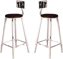 LWW Sgabelli, Set di 2 Retro Style industriale Sgabello schienale alto Sgabelli Dining Chair per la cucina Bar Café con schienale contatore Sgabelli Home Patio Sgabello Sedie,bianca