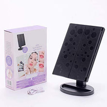 QAVILFLY - Specchio cosmetico con luci, ingrandimento 2 x 3 x, interruttore touch screen, doppio alimentatore, portatile ad alta definizione, specchio per trucco a tre luci