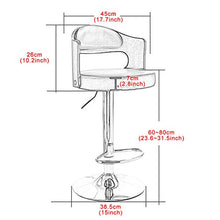 Sgabelli da Bar Regolabili in Altezza Regolabile da 60 cm a 80 cm con Schienale in Legno massello e Cuscino in Ecopelle