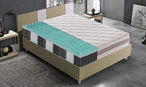 MATERASSI E DOGHE Materassiedoghe - Materasso a Molle indipendenti insacchettate Matrimoniale 140x190 con Strato in Memory a 9 Zone differenziate Ortopedico - Ergonomico (140x190)