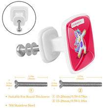 Set di 4 maniglie rotonde per armadio da cucina, credenza, cassettiera, cassettiera, con viti, per cucina, comò, armadietto, bagno, armadio, animali rossi a forma di unicorno
