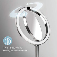 HoMedics Twist Specchio Cosmetico per Trucco Double Face, Illuminato con Luci LED, Sensore di Avvicinamento, Base Pesante Stabile, Ingrandimento 1X e 7X, Ricaricabile, 35x35x15 cm, Argento