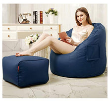 LYQZ In Pelle Divano Pigro Tatami Fagiolo Borsa Camera Balcone pisolino Comodo Divano Piccolo Computer Lounge con poggiapiedi 80 × 80 cm (Color : Dark Blue)