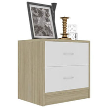 FAMIROSA Comodino Comodino Bianco e Rovere Sonoma 40x30x40 cm in Truciolato