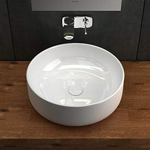 Alpenberger Lavabo da appoggio in ceramica, effetto loto, rotondo, 41 cm, facile da pulire