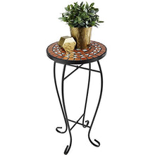 TecTake 800571 - Tavolino da Balcone, Piano del Tavolo in Mosaico di Pietra, Slanciate Gambe arcuate - Disponibile in Diversi Colori (Terra | No. 402768)