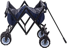 NJYT Giardino Carrello con 4 Ruote Heavy Duty Pieghevole Pull Wagon Handcart Carrello Pieghevole Giardino Trasporto Carrello Pieghevole Portatile Beach Camping Carrello (Color : Blue)