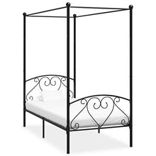 SKM Letto a Baldacchino Nero in Metallo 90x200 cm (19.9kg)